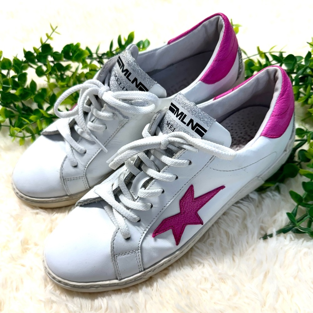 MLN Leather Sneakers Pink Star Sneakers Size 9